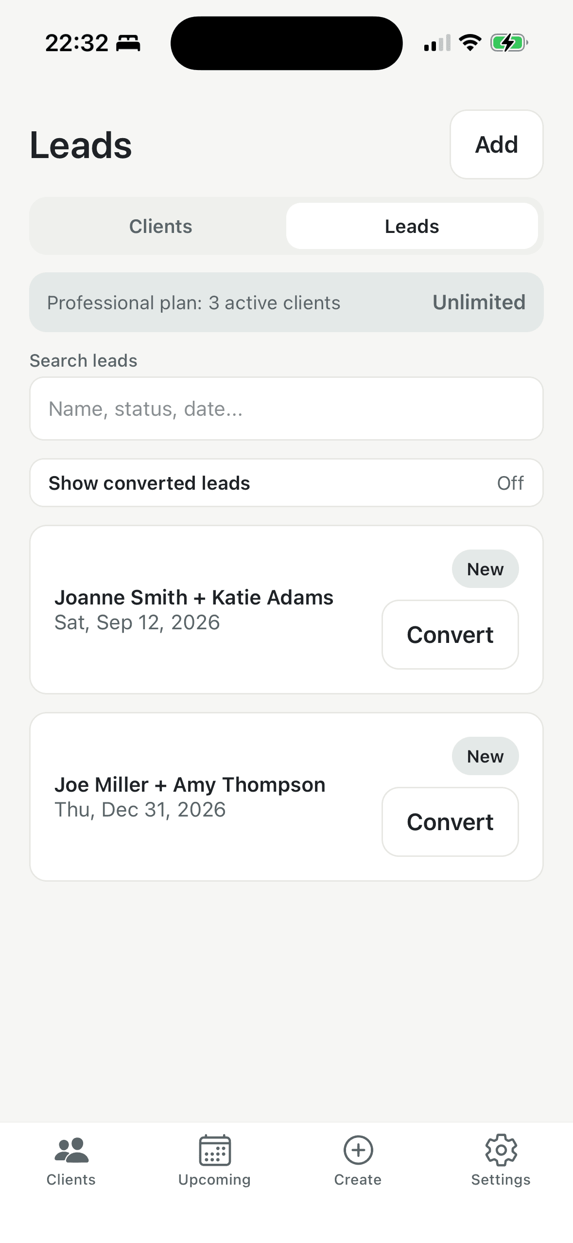 Client detail screen